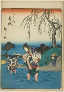 Fujieda, serinin "elliinci lee S sesleri" kentsel derece "(Bay Omotoyama)," kaba bir k w s te kentsel derecesi (kişi kentsel derecesi) ) by Utagawa Hiroshige