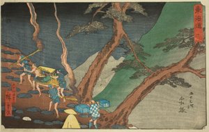 Hakone: Geceleri Çam Meşaleleriyle Yolculuk (Hakone, yonaka taimatsu tori)—Hayır. 11, Reisho Tokaido olarak da bilinen "Tokaido
