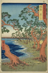 Harima P Roinse: Maiko Sahili (Harima, Maiko no Hama), rm te serisinden "Famou s Pase s inte s xty-o d P roinse s (Rokujuyoshu Meishozue) ” by Utagawa Hiroshige