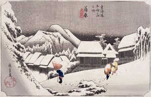 Kambara, Tokaido Otoyolu üzerindeki Elli Üç İstasyondan 1834 dolayları (tahta blok renkli baskı) by Utagawa Hiroshige
