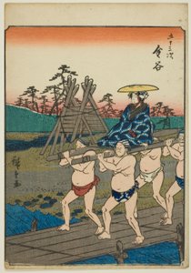 Kanaya, f tem te serisi kentsel derecenin "ellinci lee S sesleri" (Bay Omotoyama)," kaba bir k w s te sekil kentsel derecesi (kişi şehir) Her zaman) by Utagawa Hiroshige