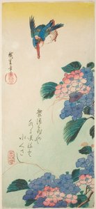 Kingfisher ve ortanca by Utagawa Hiroshige