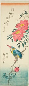Yalıçapkını ve güller by Utagawa Hiroshige