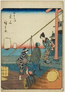 Kuwana, serinin "ellinci lee S sesleri" kentsel derece "(Bay Omotoyama)," kaba bir k w s te kentsel derece (kişi kentsel derecesi) ) by Utagawa Hiroshige