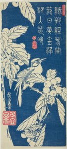 Yenidünya ve kuş by Utagawa Hiroshige