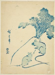 Fareler ve turp by Utagawa Hiroshige