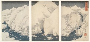 Kar altında Kiso Otoyolu boyunca Dağlar ve Nehirler by Utagawa Hiroshige