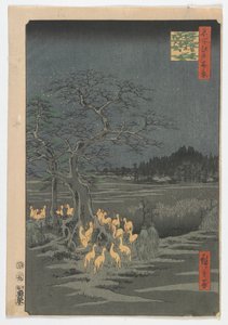 Değişen Ağaçta Yılbaşı Gecesi Foxfires, Edo dönemi, 1857 (renkli tahta baskı)