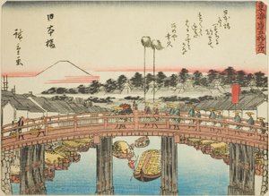 Nihonbashi, serisinden "ellinci lee S ve diğerleri, şehir derecesinin sesleri (şehir derecesi ana dağdan sonra)," şiiri ile kaba bir şehir derecesi ( (izinle şehir derecesi) by Utagawa Hiroshige