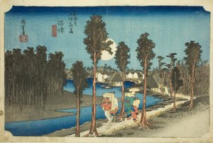 Numazu—Alacakaranlık (Numazu—tasogare zu), Tōkaidō Yolunun Elli Üç İstasyonu (Tōkaidō gojūsan tsugi no uchi) dizisinden by Utagawa Hiroshige