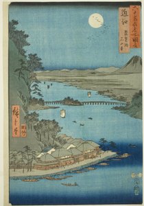 Omi P Roinse: Biwa Gölü ve Ishiyama mp (Omi, Biwako Ishiyama), rm te serisinden "Famou s P ase s inte xy Odd P Roinse s (Rokujuyoshu Meishozue)" by Utagawa Hiroshige