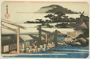 "Doğu Başkentindeki Ünlü Yerler (Toto meisho)" serisinden Shiba Shinmei Mabedi'nin (Shiba Shinmei keidai) semtleri by Utagawa Hiroshige