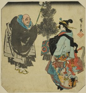 Seki: Rahip Ikkyu ve Cehennem Fahişesi, "Tokaido Yolu için Elli Üç Eşleştirme (Tokaido gojusan tsui)" dizisinden by Utagawa Hiroshige