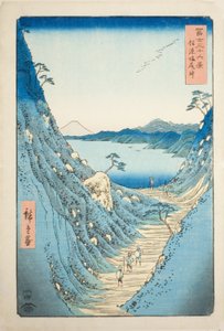 Shiojiri Pass in Shinano Province (Shinano Shiojiri toge), from the series "Thirty-six Views of Mount Fuji (Fuji sanjurokkei)" by Utagawa Hiroshige