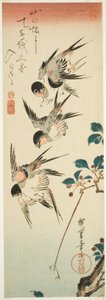 Kırlangıçlar ve Kiraz Çiçekleri by Utagawa Hiroshige