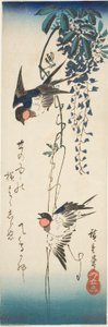 Kırlangıçlar ve wisteria by Utagawa Hiroshige
