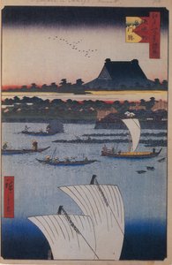 Teppozu ve Tsukiji Monzeki Tapınağı Edo'nun Yüz Ünlü Manzarası, 1856-1858 by Utagawa Hiroshige