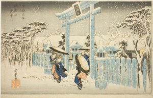 Kardaki Gion Tapınağı (Gionsha setchu), "Kyoto'daki Ünlü Yerler (Kyoto meisho no uchi)" serisinden by Utagawa Hiroshige