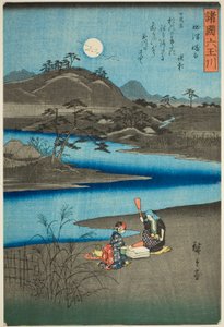 Settsu Eyaletindeki Kinuta Mücevher Nehri (Settsu Kinuta), "Çeşitli İllerdeki Altı Mücevher Nehri (Shokoku Mu Tamagawa)" serisinden by Utagawa Hiroshige