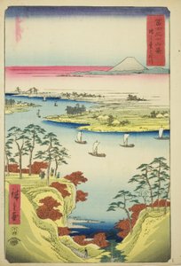 Konodai'deki Tone Nehri (Konodai Tonegawa), "Fuji Dağı'nın Otuz Altı Manzarası (Fuji sanjurokkei)" serisinden by Utagawa Hiroshige