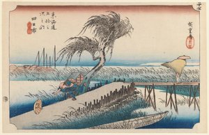 Yokkaichi, San Cho Kwa, İstasyon 44, Tokaido Otoyolunun Elli Üç İstasyonu serisinden, 1834 (renkli tahta baskı) by Utagawa Hiroshige