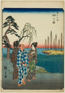 Yokkaichi, seriden "elliinci lee s sesleri" kentsel derecenin "(Bay Otsuka)," kaba bir k w s te kentsel derecesi (kişi kentsel derecesi) ) by Utagawa Hiroshige