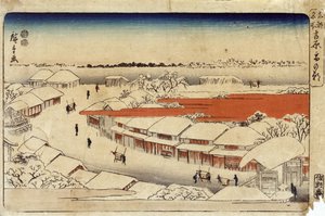 Yoshiwara Yuki no Asa, 1850 (renkli gravür) (renkli gravür)