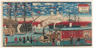 Yokohama Sahili Boyunca Bir Lokomotifin Resmi, Yokohama, Edo dönemi