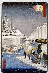 Kar altında tekneler, Japonya - Hiroshige baskı