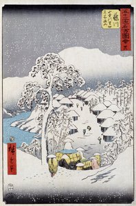 Kar altında karakterler, Japonya - Hiroshige Utagawa tarafından Japon baskısı - 19. yüzyıl