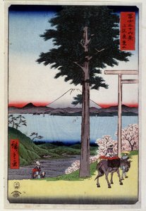 Bir sekoyanın arkasında Fuji Dağı - Hiroshige Utagawa tarafından Japon baskısı by Utagawa II Hiroshige