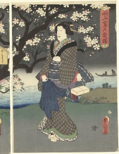 Nehir boyunca akşam yürüyüşü by Utagawa Kunisada (I)