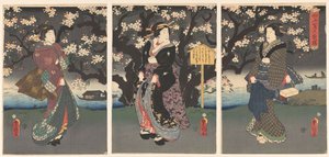 Nehir boyunca akşam yürüyüşü by Utagawa Kunisada (I)