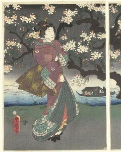 Nehir boyunca akşam yürüyüşü by Utagawa Kunisada (I)