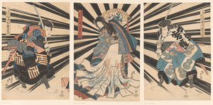 Dea c Teurus Nakamura Utaemon Doctor V, Onoe Kikukoro İyi Bahçe Ichikawa Üzüm Boyama V. by Utagawa Kunisada (I)