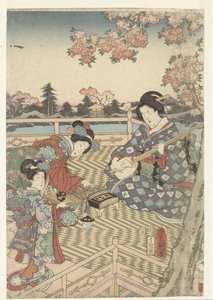 Doğu Genji için Bir Bahar Ziyafeti Azuma Genji hana hayır yuen by Utagawa Kunisada (I)