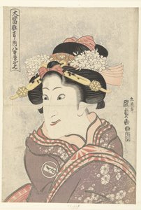 Yaoya Oshichi olarak Iwai Hanshiro V Yaoya Oshichi (nesne üzerindeki başlık) Son derece başarılı oyunlardan (dizi adı) Oatari kyogen no uchi (nesne üzerinde seri başlığı) by Utagawa Kunisada (I)