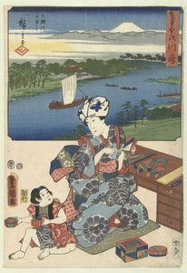 Kawasaki (nesne üzerinde başlık) De 53 istasyon kapı twee penselen (dizi başlığı) Sohitsu gojusan tsugi (nesne üzerinde dizi başlığı) by Utagawa Kunisada (I)