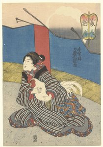 horoz dövüşünde güzeller Bijin toriawase (nesnedeki başlık) by Utagawa Kunisada (I)