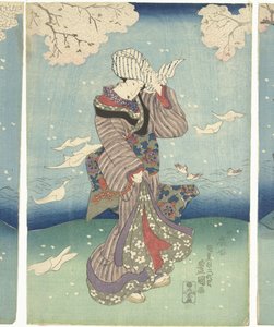 Sumida Nehri üzerinde fırtınalı bir gün Edo
