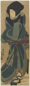 (Pelerinli ve Kapüşonlu Kadın), c. 1830-1844 by Utagawa Kunisada