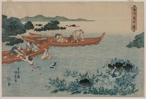 İsimsiz Bir Peyzaj Serisinden Ise Sahili Açıklarında Abalone Dalgıçları by Utagawa Kunisada