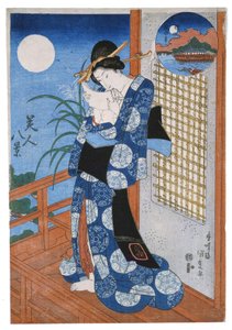 Miho üzerinde sonbahar ay by Utagawa Kunisada