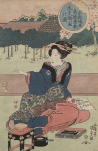 Sake bardağı ile fahişe by Utagawa Kunisada