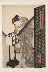 Oryantal Lamba (Andon) (renkli tahta baskı) by Utagawa Kunisada