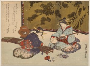 Müzik Aletleri Çalan İki Nezaket by Utagawa Kunisada