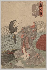 Kadın Dalgıç Saçını Tarıyor by Utagawa Kunisada