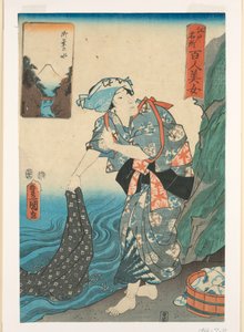 Kadın bir akışta kumaş yıkama by Utagawa Kunisada