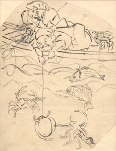 Daikoku ve Ebisu, Yedi Mutluluk Tanrısından ikisi by Utagawa Kuniyoshi
