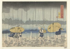 Doğu Başkentinde Onmaya Nehir Kıyısı Toto Onmayagashi no zu (nesne üzerindeki başlık) by Utagawa Kuniyoshi